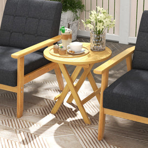 Portable and Compact Outdoor End Table with X-shaped Legs and Slatted Tabletop