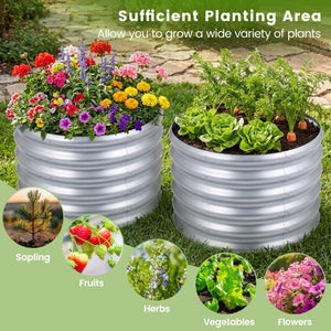 Round Galvanized Raised Garden Bed with Open-Ended Base-M