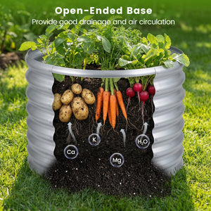 Round Galvanized Raised Garden Bed with Open-Ended Base-M