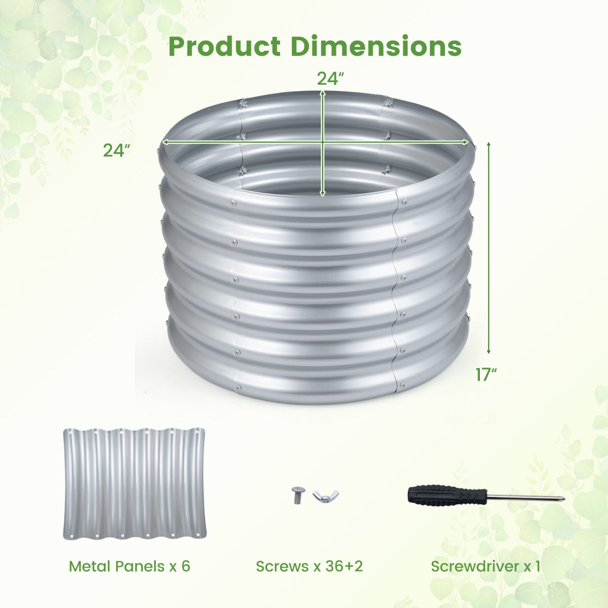Round Galvanized Raised Garden Bed with Open-Ended Base-M