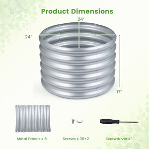 Round Galvanized Raised Garden Bed with Open-Ended Base-M
