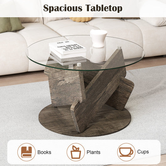 Nesting Coffee Table Set of 2 Stackable Rectangular End Tables-Gray
