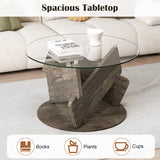 Nesting Coffee Table Set of 2 Stackable Rectangular End Tables-Gray