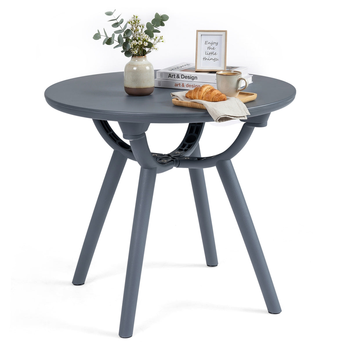 Round Patio Storage Side Table for Poolside and Balcony-1 piece