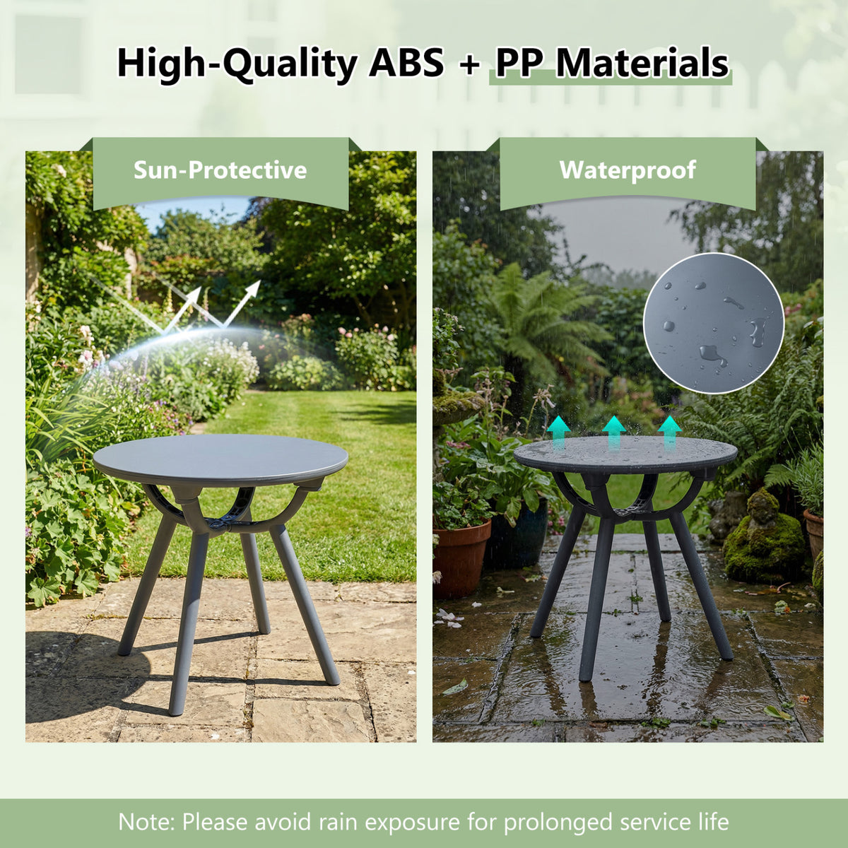 Round Patio Storage Side Table for Poolside and Balcony-1 piece