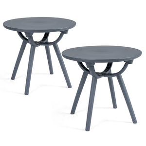 Round Patio Storage Side Table for Poolside and Balcony-set of 2