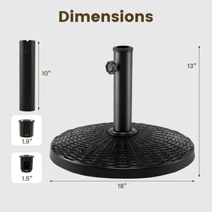 22 lbs Patio Resin Outdoor Umbrella Base with Wicker Style for Outdoor Use-Black