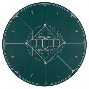 Round Poker Mat for Texas Hold'em 55 inch Portable Foldable Anti-Slip Rubber Base Table Layout-Green