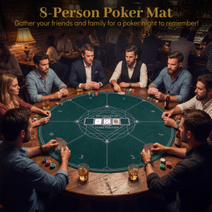 Round Poker Mat for Texas Hold'em 55 inch Portable Foldable Anti-Slip Rubber Base Table Layout-Green