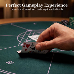 Round Poker Mat for Texas Hold'em 55 inch Portable Foldable Anti-Slip Rubber Base Table Layout-Green