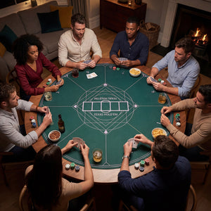 Round Poker Mat for Texas Hold'em 40 inch Portable Foldable Anti-Slip Rubber Base Table Layout-Green