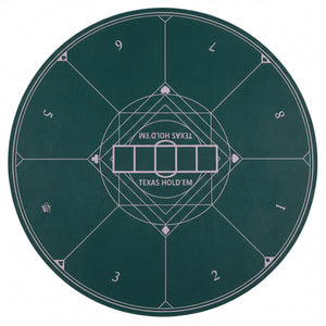 Round Poker Mat for Texas Hold'em 40 inch Portable Foldable Anti-Slip Rubber Base Table Layout-Green