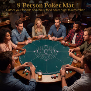 Round Poker Mat for Texas Hold'em 40 inch Portable Foldable Anti-Slip Rubber Base Table Layout-Green