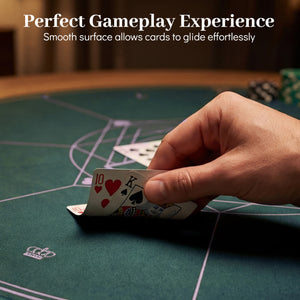 Round Poker Mat for Texas Hold'em 40 inch Portable Foldable Anti-Slip Rubber Base Table Layout-Green