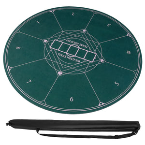 Round Poker Mat for Texas Hold'em 40 inch Portable Foldable Anti-Slip Rubber Base Table Layout-Green
