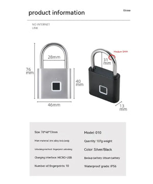 Smart Waterproof Fingerprint Lock