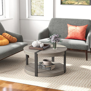 Computer Desktop Bookcase with 4 Cubbies and Open Back Compartment-Beige