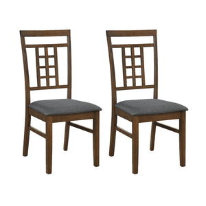 Rubber Wood Dining Chairs Set of 2 with Lattice Back-Brown