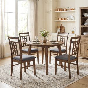 Rubber Wood Dining Chairs Set of 4 with Lattice Back-Brown