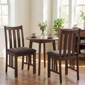 Rubber Wood Dining Chairs Side Chairs Set of 4 with Slat Back-Brown