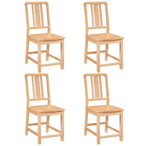 Rubber Wood Dining Chairs Set of 4 with Hollowed Backrest-Natural