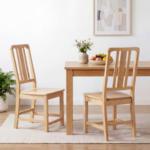 Rubber Wood Dining Chairs Set of 4 with Hollowed Backrest-Natural