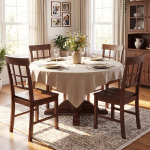 Rubber Wood Dining Chairs Set of 2 with High Backrests-Brown