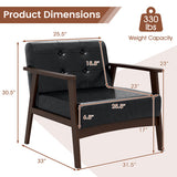 Rubber Wood Frame Accent Chair with Armrest for Living Room-Black
