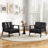 Rubber Wood Frame Accent Chair with Armrest for Living Room-Black