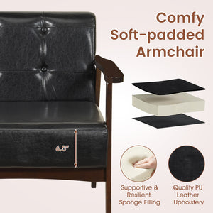 Rubber Wood Frame Accent Chair with Armrest for Living Room-Black