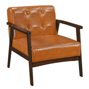 Rubber Wood Frame Accent Chair with Armrest for Living Room-Walnut
