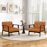 Rubber Wood Frame Accent Chair with Armrest for Living Room-Walnut