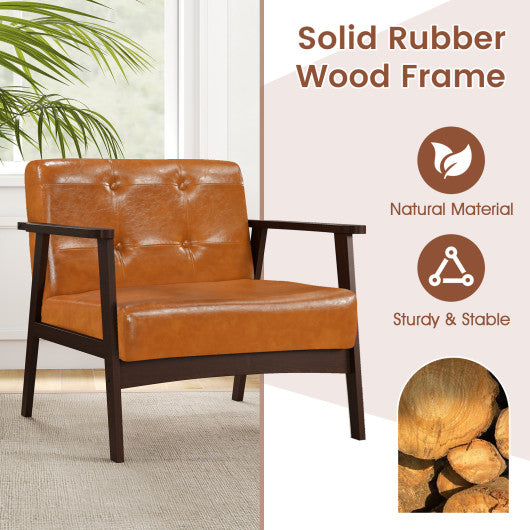 Rubber Wood Frame Accent Chair with Armrest for Living Room-Black