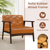 Rubber Wood Frame Accent Chair with Armrest for Living Room-Black