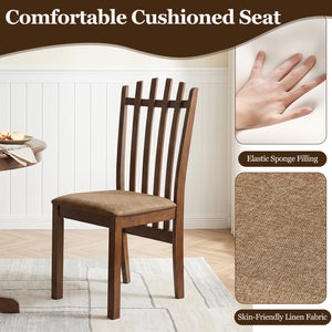Rubber Wood Slat Back Kitchen Dining Chairs Set of 4-Brown