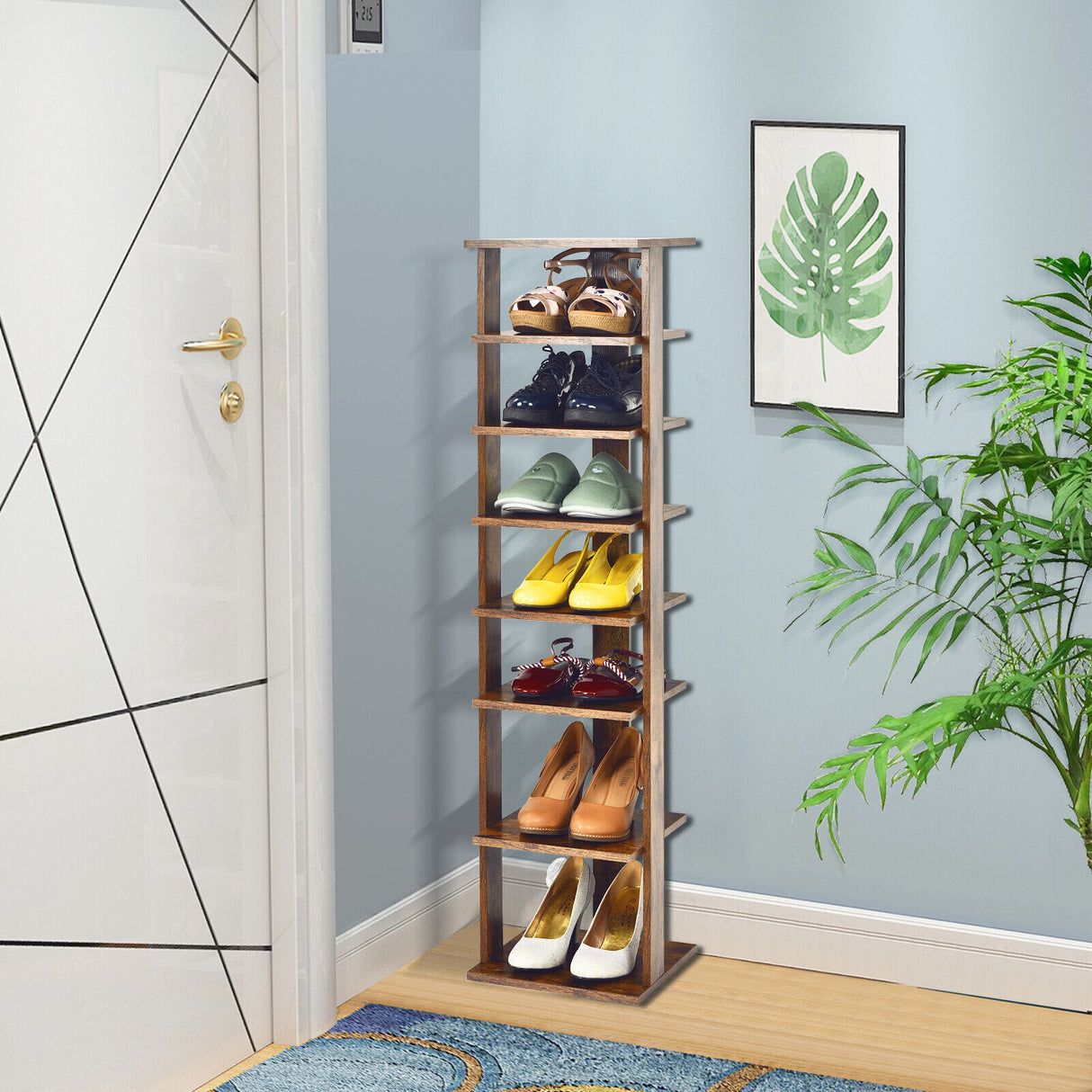 7-Tier Shoe Rack Practical Free Standing Shelves Storage Shelves-Black