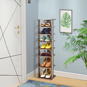 7-Tier Shoe Rack Practical Free Standing Shelves Storage Shelves-Black