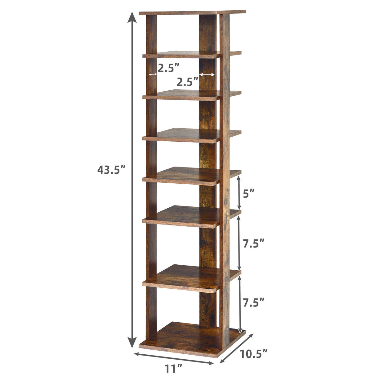 7-Tier Shoe Rack Practical Free Standing Shelves Storage Shelves-Black
