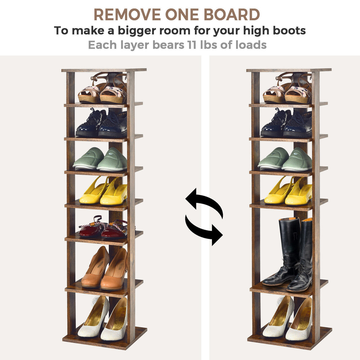 7-Tier Shoe Rack Practical Free Standing Shelves Storage Shelves-Black