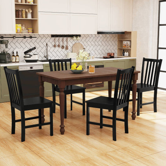 Rustic Dining Chairs Set of 2 Wooden Kitchen Chairs with Slat Tilt Backrest-black