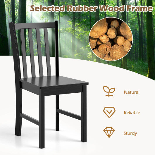 Rustic Dining Chairs Set of 2 Wooden Kitchen Chairs with Slat Tilt Backrest-black