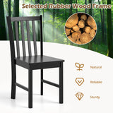Rustic Dining Chairs Set of 2 Wooden Kitchen Chairs with Slat Tilt Backrest-black