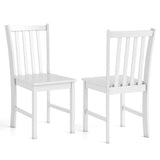 Rustic Dining Chairs Set of 2 Wooden Kitchen Chairs with Slat Tilt Backrest-White
