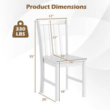 Rustic Dining Chairs Set of 2 Wooden Kitchen Chairs with Slat Tilt Backrest-White