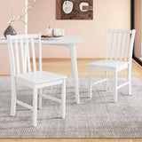 Rustic Dining Chairs Set of 2 Wooden Kitchen Chairs with Slat Tilt Backrest-White