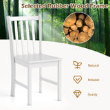 Rustic Dining Chairs Set of 2 Wooden Kitchen Chairs with Slat Tilt Backrest-White