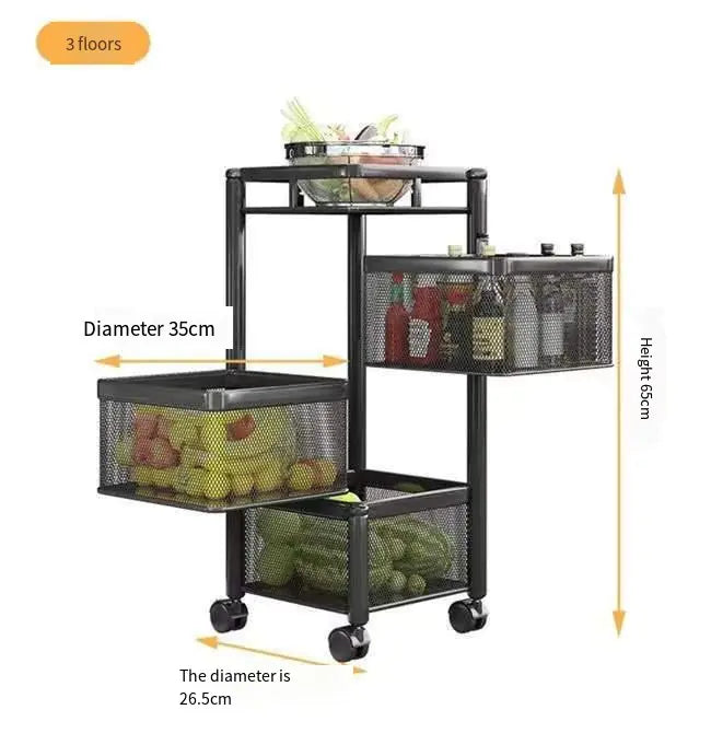 Stackable Metal Rotating Basket Rack with Wheels