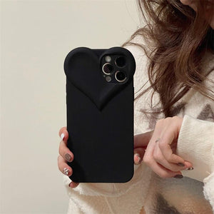 Fashion Cool Black Love Heart Phone Case For iPhone 14 13 Pro Max 12 11 XR XS Dustproof Soft Shockproof Back Cover  Luxury Soft Back Cover Raised Full Camera Protection Bumper Silicone Shockproof Phone Case