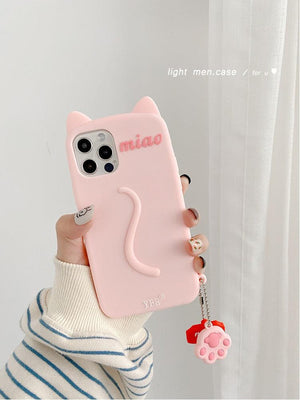 Cartoon Cute Cat Ear Phone Case For Iphone 14 12 13 11pro Max X Xr Xs 7 14plus Matte Soft Silicone Shockproof Case Funny Cat Design Cute Back Case