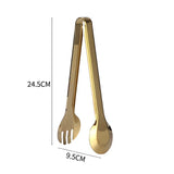 Golden Stainless Steel BBQ Tongs Grill Clamp Kitchen Utensils